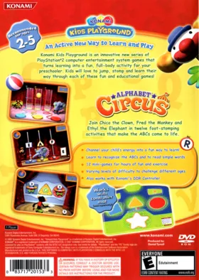 Konami Kids Playground - Alphabet Circus box cover back